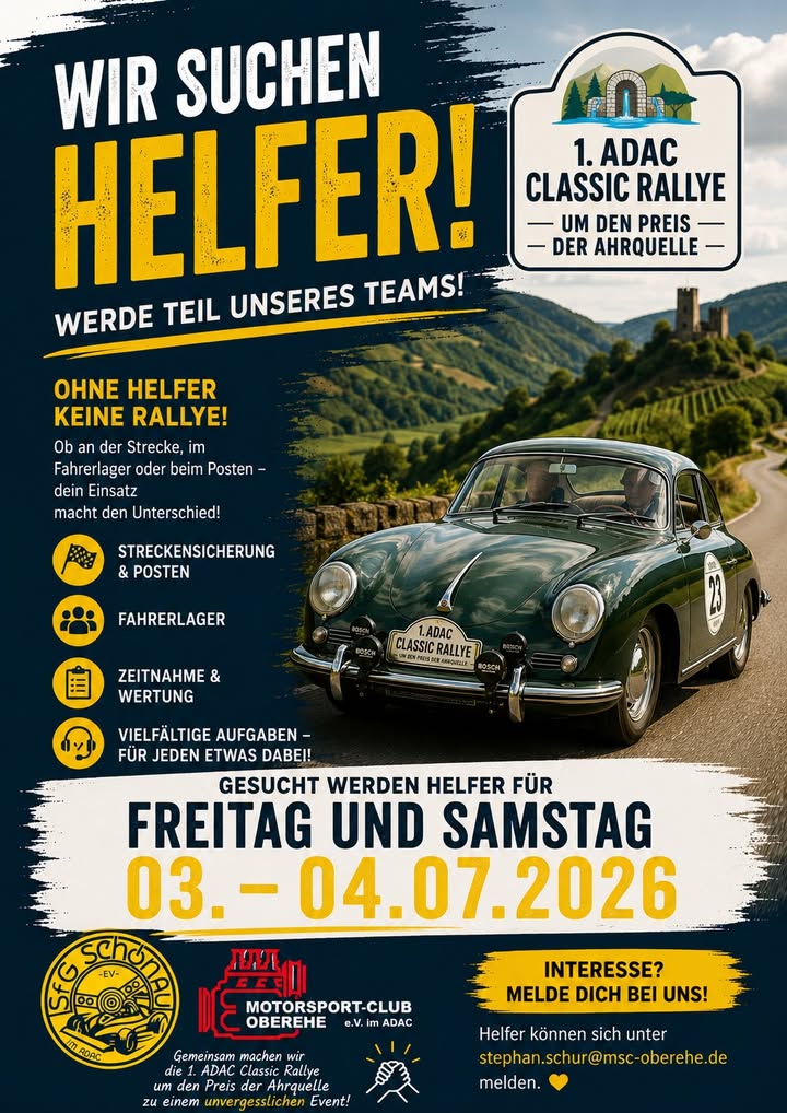Wir suchen für unsere 1. ADAC Classic Rallye um den Preis de...