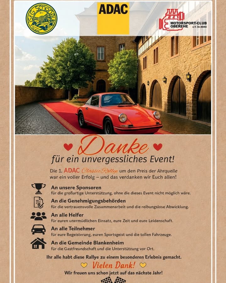 Wir, die Veranstaltergemeinschaft der 1. ADAC Classic Rallye...